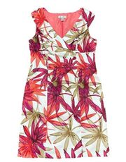 Dressbarn Peach and Palm Floral Sleeveless Dress Size 12