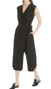 Eileen Fisher Sleeveless Wrap Black Stretch Crepe Jumpsuit XL NWT