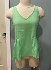 French Connection Green V Neck Peplum Tank Top