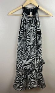 Ramy Brook Mariana Silk Mini Dress Size 0 Zebra Animal Print Party Cocktail