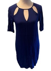 Royal Blue Short Sleeve Above the Knee Keyhole Dress Size XS