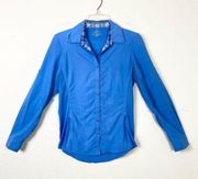 Kuhl women’s blue zip pocket outdoorsy long sleeve button up shirt Size XS