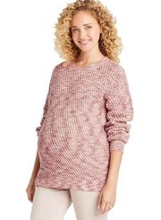 Isabel Maternity Ingrid & Isabel Pink Waffle Knit Crewneck Pullover Sweater NWT