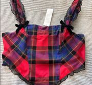 Urban Outfitters kimchi blue perfectly precious plaid bustier crop top
