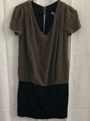 Sandro two tone dress in silk and stretch knit