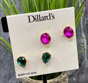 Dillard’s Jewel Tone Rhinestone Stud Earring Set