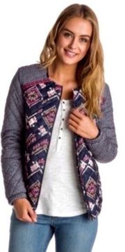 Roxy Aztec style print navy‎ blue jacket fits like a small