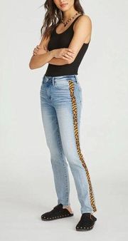 Driftwood Audrey Tiger King Embroidered Straight Leg Jeans Size 30 Medium Wash