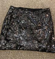 Black And Silver Sequin Mini Skirt