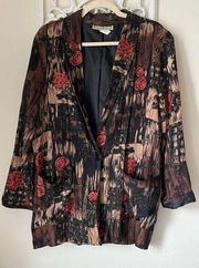 1674 Boho Floral Oversized Blazer Jacket Size Small