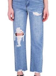 Gogo Jeans Distressed Straight Leg Mom Jeans Light Wash Juniors 9