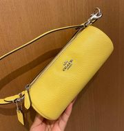 Silver/Retro Yellow Nolita Barrel Bag Pebble Leather #CP 474