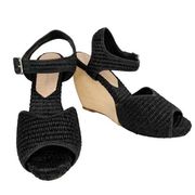 Loeffler Randall Valentine Wedges 10 Black Woven Open Toe Sandals