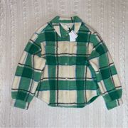 Bandier x Sincerely Jules Aspen Sherpa Jacket in Camp Green Plaid