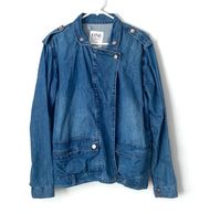 ONE TEASPOON x UO Draped Slouchy Oversized Blue Denim Jean Jacket Sz XS