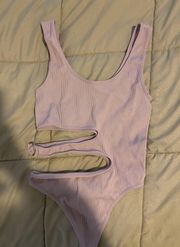 purple cut out bodysuit