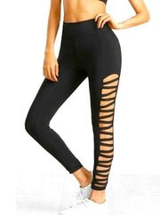 Almost Famous leggings WOMENS small black side cut out leggings activewear