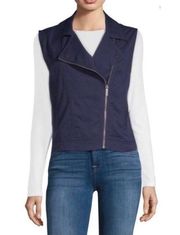 NWT ANTHROPOLOGIE SANCTUARY Tencel Moto Vest navy Blue Women’s Size S