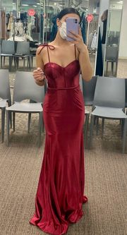 David's Bridal  Red Satin Dress