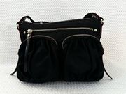 MZ Wallace Black Nylon Gold Zipper Paige Top Zip Crossbody Shoulder Bag No Pouch