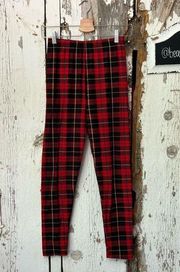 Agnes & Dora Red Tartan Plaid Buttery Soft Legging