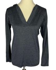 Z by  Heathered Gray Hooded Long Sleeve High Low Hem Active Top Women Small