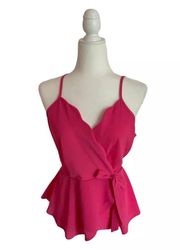 Women’s  pink pink sleeveless blouse tank top with scalloped detailing