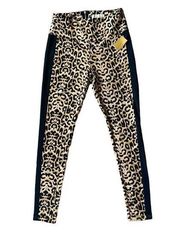 leopard print and black stretchy leggings pants women's size medium