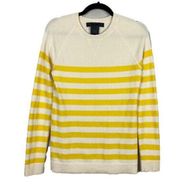 Miss Wu by Jason Wu Cashmere Sweater Cream Yellow Stripe Crew Neck Womens