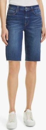 L’Agence Taylor High Rise Raw Hem Denim Bermuda Jean Shorts Size 23 NWT