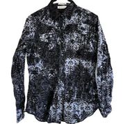 Ariat Fitted Button Down Shirt Pearl Snap Buttons Velvet Damask Print Black XL