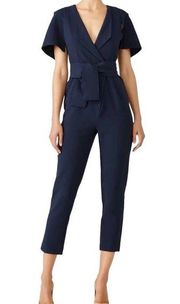 The Fifth Label V Neckline Short Sleeve Cropped Manhattan Jumpsuit Navy Blue, L