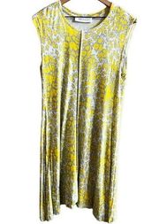 10 Crosby Derek Lam Yellow Grey Printed Sleeveless Tunic Dress