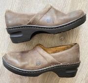 BORN Brown Leather Comfort Clog Shoe