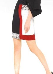 NWT White House Black Market Color Block Embroidered Pencil Skirt 10