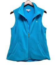 Lilly Pulitzer Fleece Vest Zip Up Turquoise Aqua Blue Women’s Size S