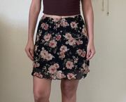 Black Pink Floral Skirt