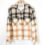 We The Free Anneli Plaid Shirt Jacket Boho Oversized Cropped Shacket Free People