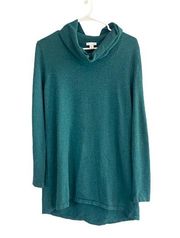 J. Jill Teal Cotton Blend Long Sleeve Cowl Neck Tunic Sweater Women Sz S