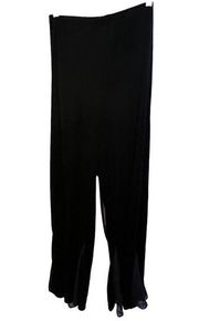 Alex Evenings Women's Black Velvet Wide-Leg Pants High-Rise L Evening Formal