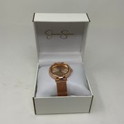 NEW Jessica Simpson Rose Gold Crystal Jewel Stainless Steel Back Wrist Watch