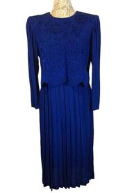 Karin Stevens VINTAGE 90's Blue Embroidered dress, looks like 2 piece size 10