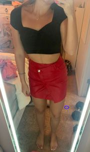 Lelis Asymmetric, Red Leather Skirt