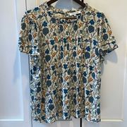 Rose and Olive Short Sleeve Print Top Size 1X