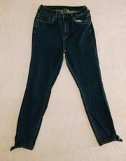 Women Size 10 Skinny Jeans (29x26) 90s Ankle Bows - Dark Wash Blue STRETCH Cute