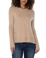 Women's Liverpool Los Angeles Tan Raglan Side Slit Pullover Sweater - Size Med