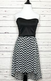 Annabelle Black & White Chevron Striped High Low Dress Size Medium 