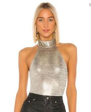 House of Harlow Shae Bodysuit in Metallic Blue Size S