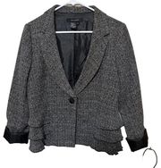 Sandro Womens Blazer Black & White Tweed suit jacket Cropped Career sz M