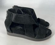 Cassie wedge suede sandals black waterproof leather size 6